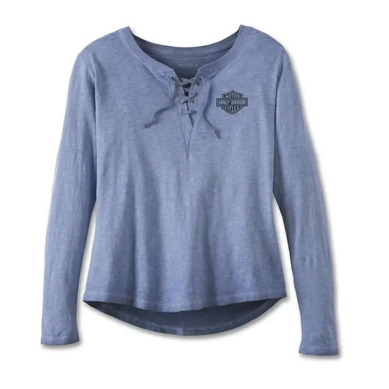 Women's Throttle Lace-Up Knit Top - Colony Blue - 2XL