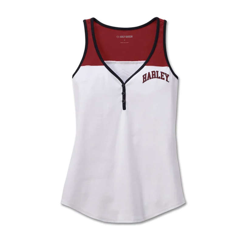 Women's Star Spangled Banner Henley Tank - Colorblocked - Bright White - L
