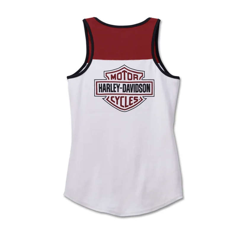Women's Star Spangled Banner Henley Tank - Colorblocked - Bright White - L