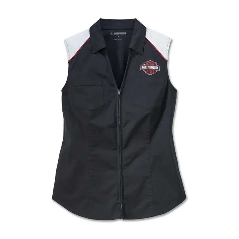 Women's Liberty Sleeveless Zip Front Shirt - Colorblocked - Black Beauty - 2XL