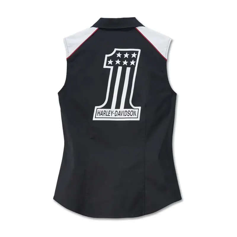 Women's Liberty Sleeveless Zip Front Shirt - Colorblocked - Black Beauty - 2XL