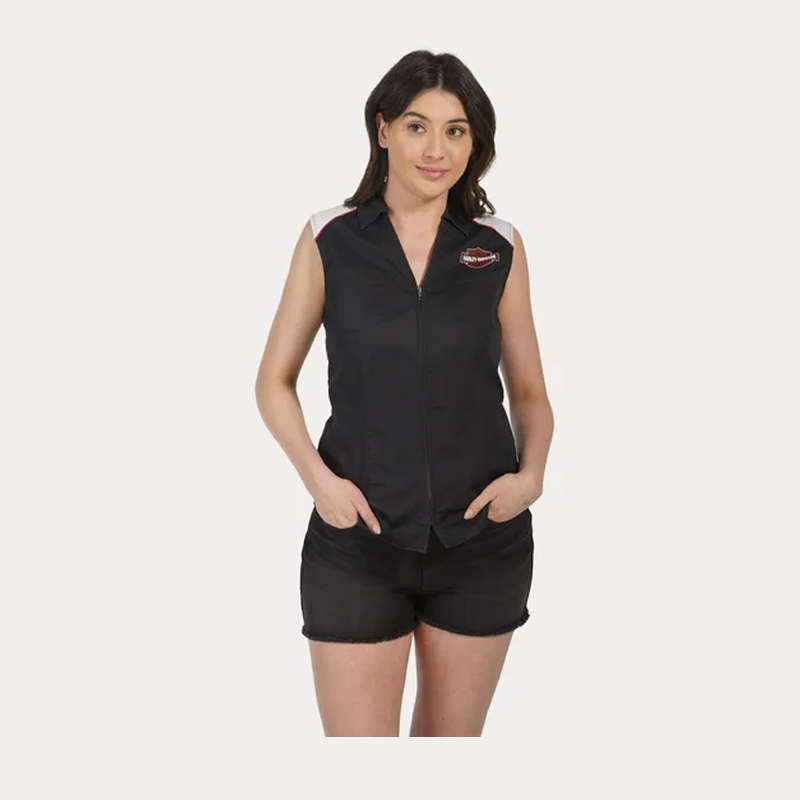 Women's Liberty Sleeveless Zip Front Shirt - Colorblocked - Black Beauty - 2XL