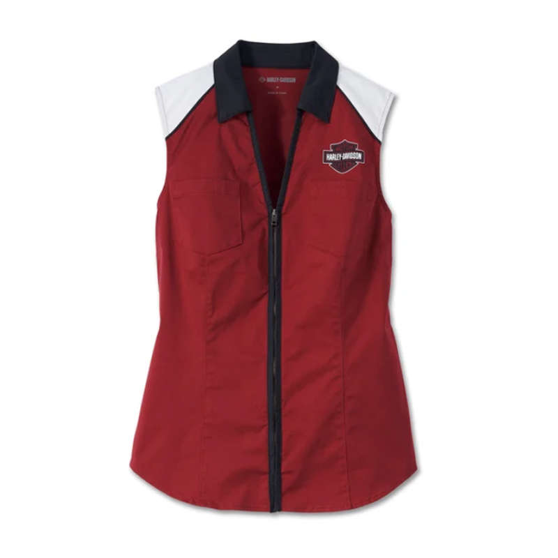 Women's Liberty Sleeveless Zip Front Shirt - Colorblocked - Winery - M