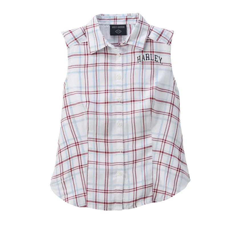 Women's Faith Sleeveless Plaid Shirt - YD Plaid - Bright White - XL