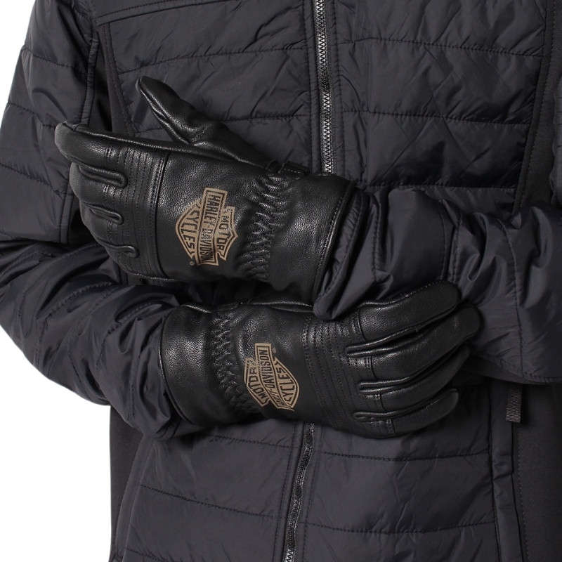Men's Helm Leather Work Gloves Black - L