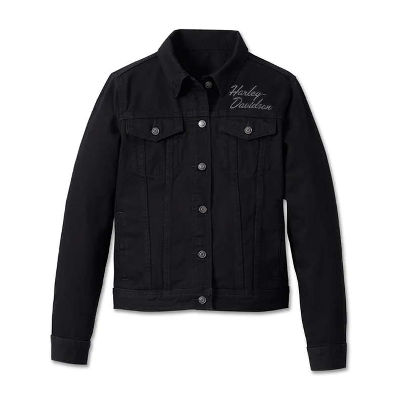 Women's Essential Bar &amp; Shield Denim Jacket - Black Denim - 2W