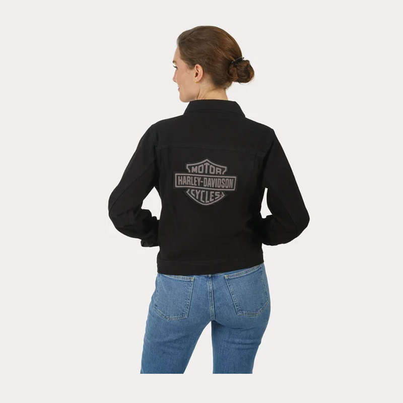 Women's Essential Bar &amp; Shield Denim Jacket - Black Denim - 2W