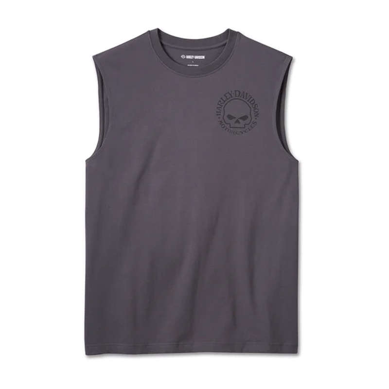 Men's Willie G Skull Muscle Tee - Blackened Pearl - 4XL