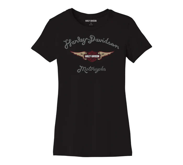 Womens Forever Silver Wing Tee - Dark Red - M