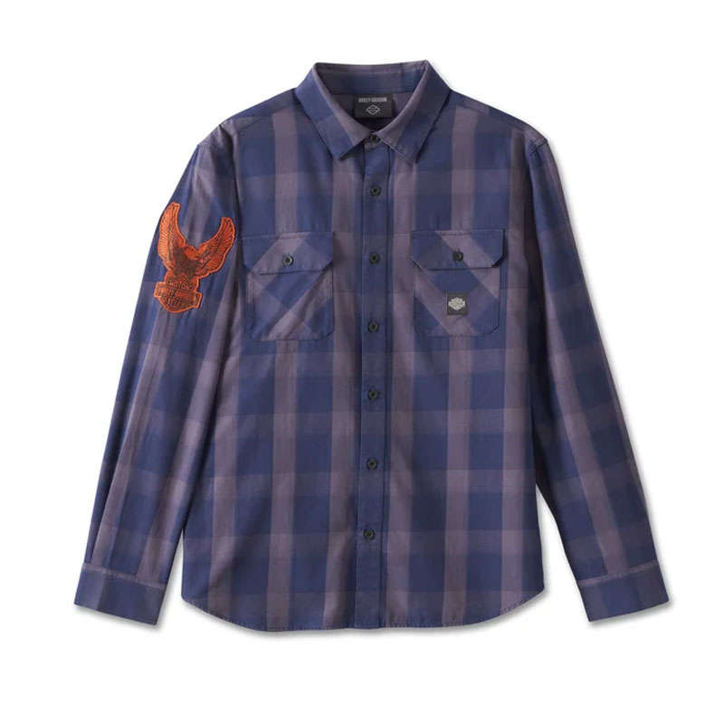 Men's Motorbreath Long Sleeve Shirt - Blue Plaid - 2XL