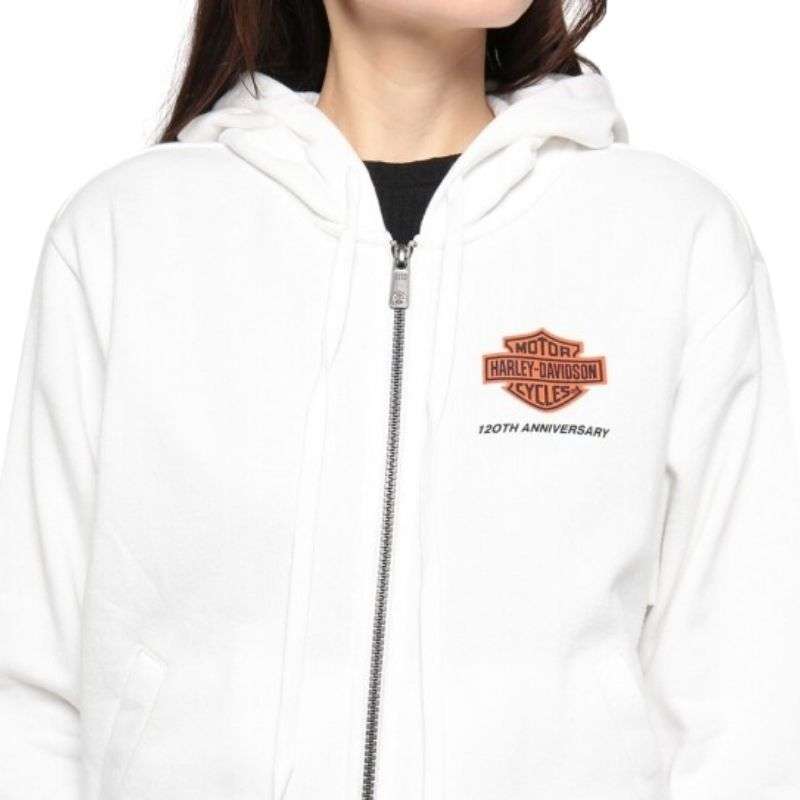 Women's 120th Anniversary Zip Front Hoodie Bright White - L