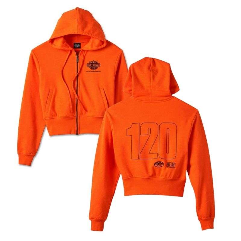 Women's 120th Anniversary Zip Front Hoodie Orange - L