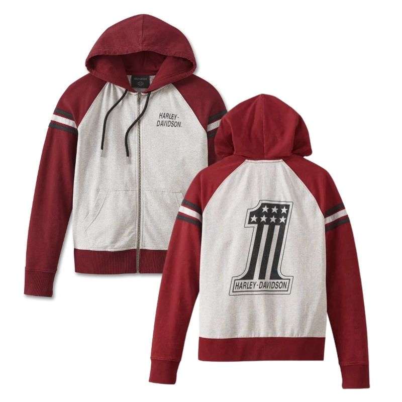 Women's Special Liberty Zip Front Hoodie - Colorblocked - Winery - XL