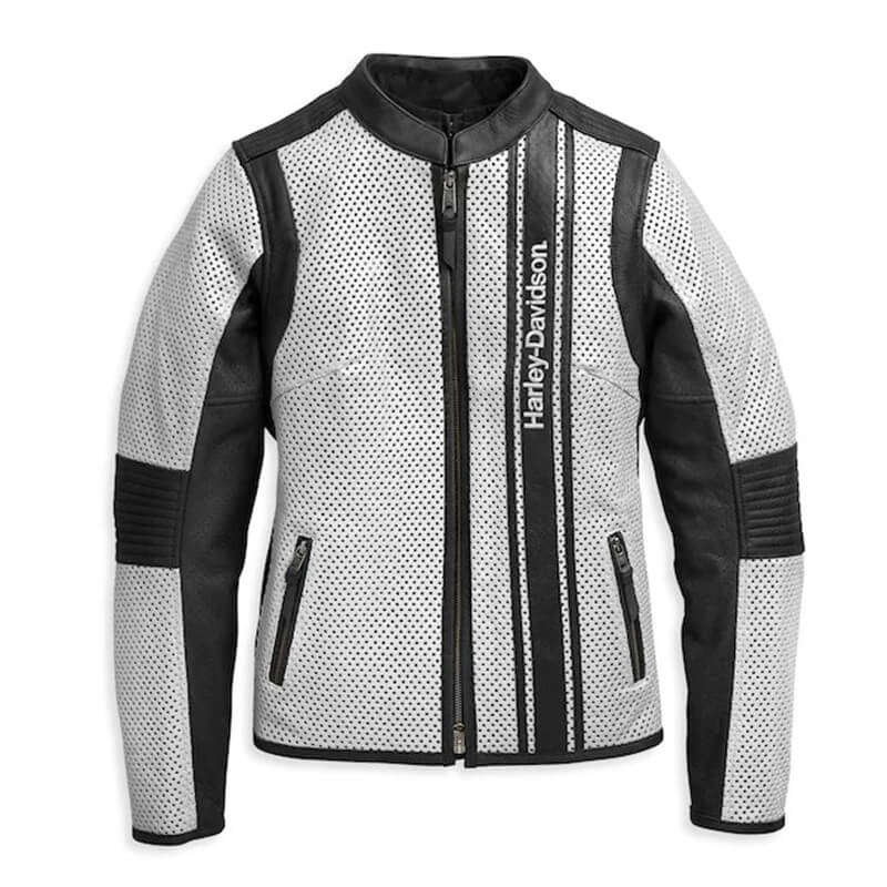 Womens Hideaway Perforated Leather Jacket - L