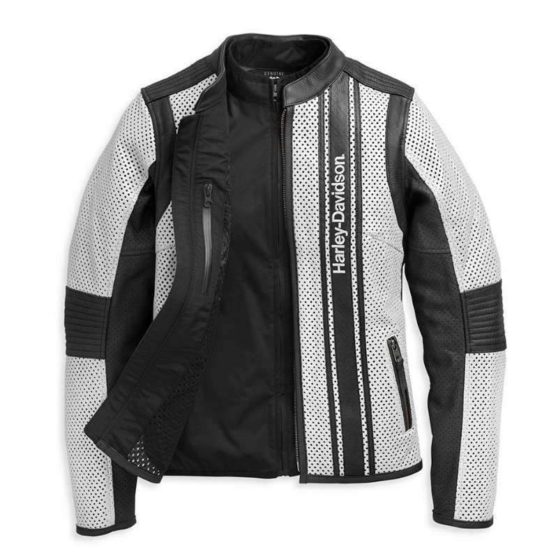Womens Hideaway Perforated Leather Jacket - L