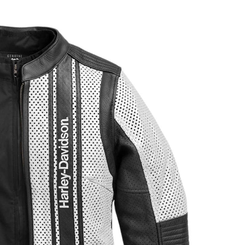 Womens Hideaway Perforated Leather Jacket - L