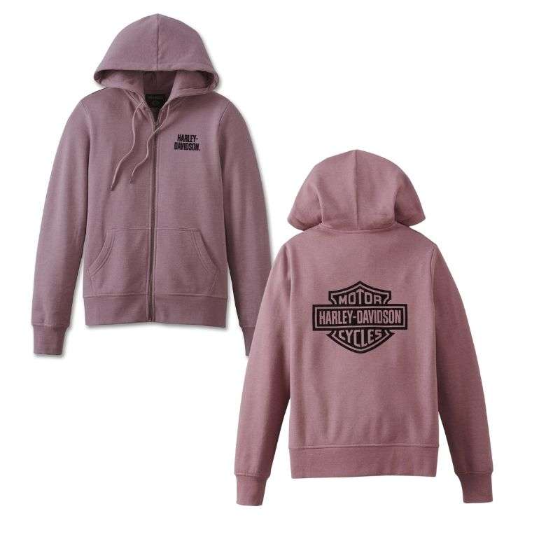 Women's Special Bar and Shield Zip Front Hoodie - Grape Shake Heather - 1W