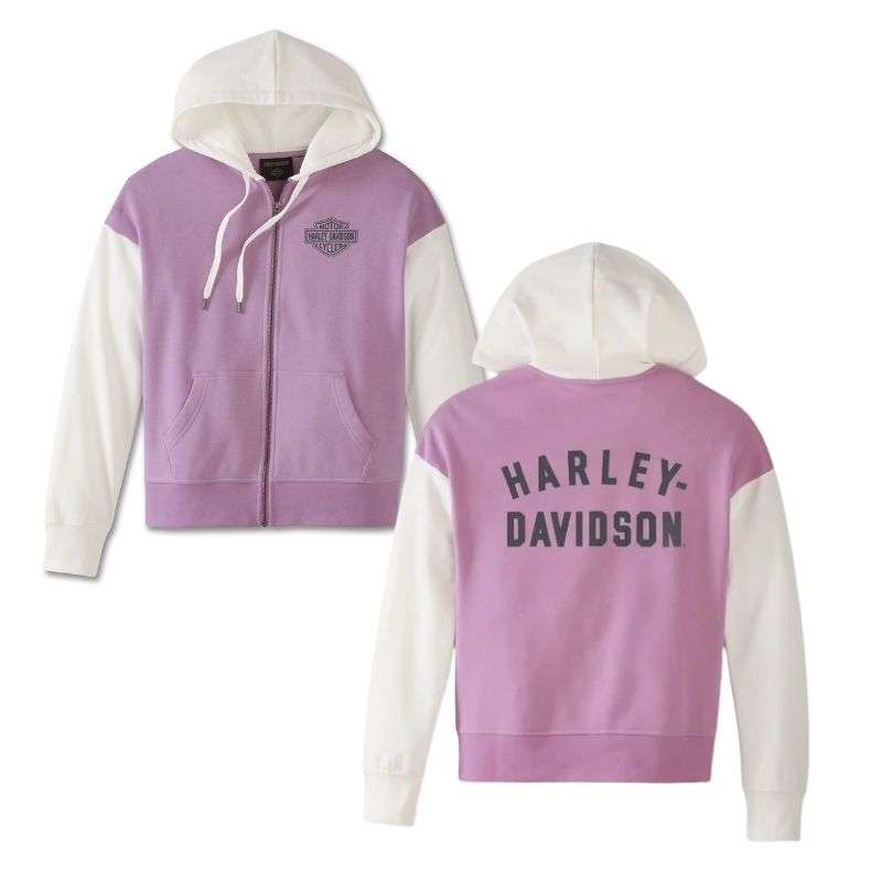 Women's Special Racer Front Zip Front Hoodie - Colorblocked - Lavender Herb - S