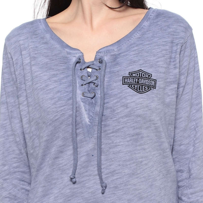 Women's Throttle Lace-Up Knit Top - Colony Blue - 2XL