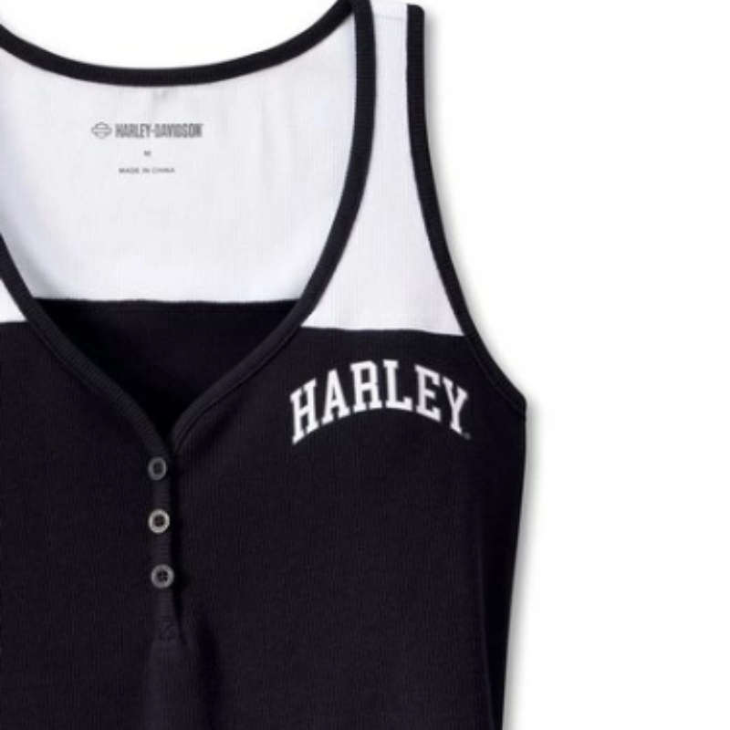 Women's Star Spangled Banner Henley Tank - Colorblocked - Black Beauty - L