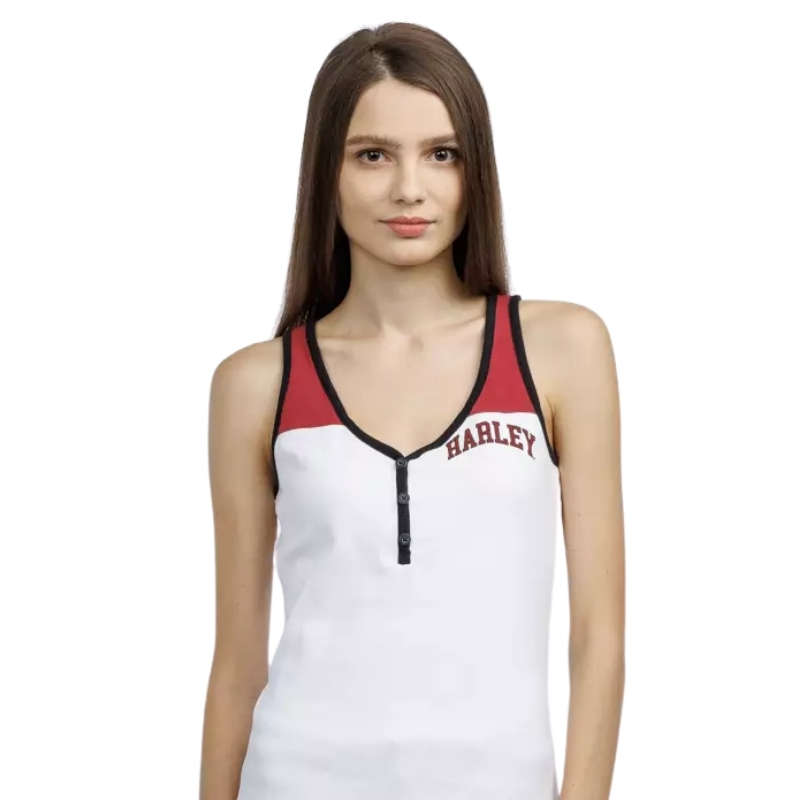 Women's Star Spangled Banner Henley Tank - Colorblocked - Bright White - L