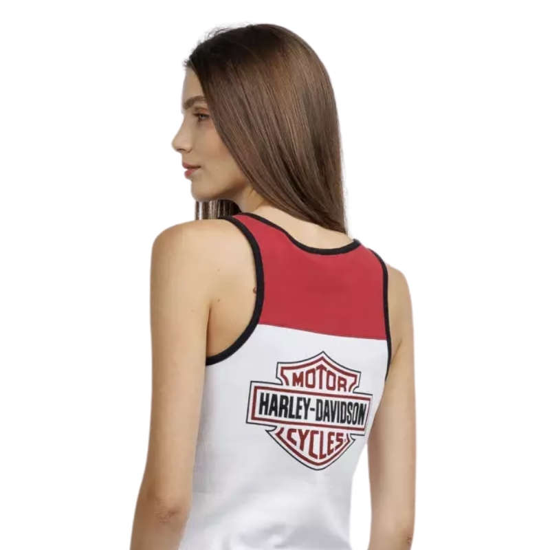 Women's Star Spangled Banner Henley Tank - Colorblocked - Bright White - L
