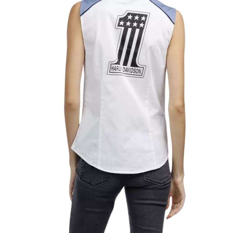 Women's Liberty Sleeveless Zip Front Shirt - Colorblocked - Bright White - 1W