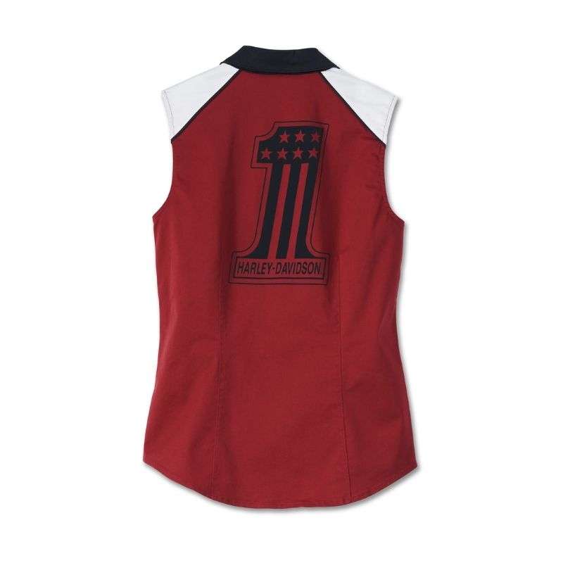Women's Liberty Sleeveless Zip Front Shirt - Colorblocked - Winery - M