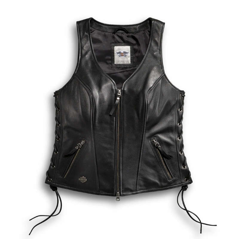 Womens Avenue Leather Vest Side Lacing - S