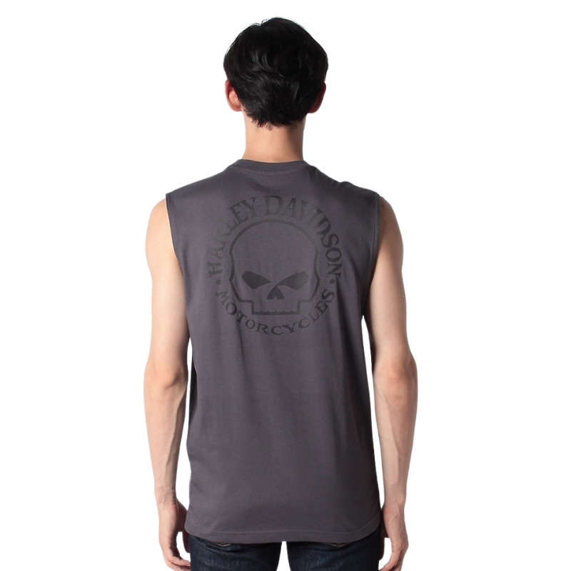 Men's Willie G Skull Muscle Tee - Blackened Pearl - 4XL