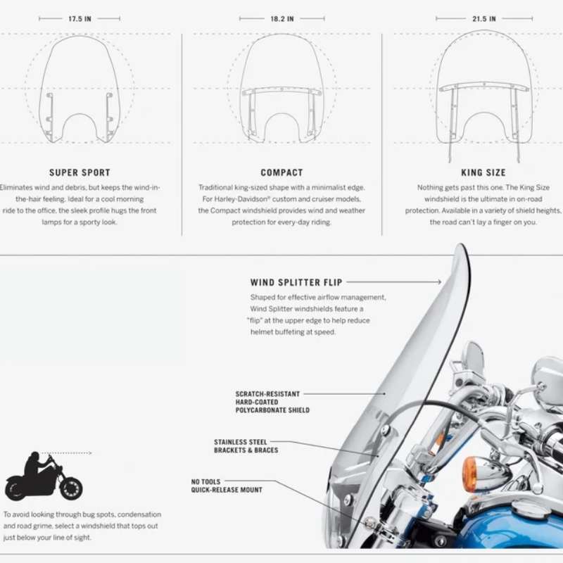 King-Size H-D Detachables 18 in. Windshield