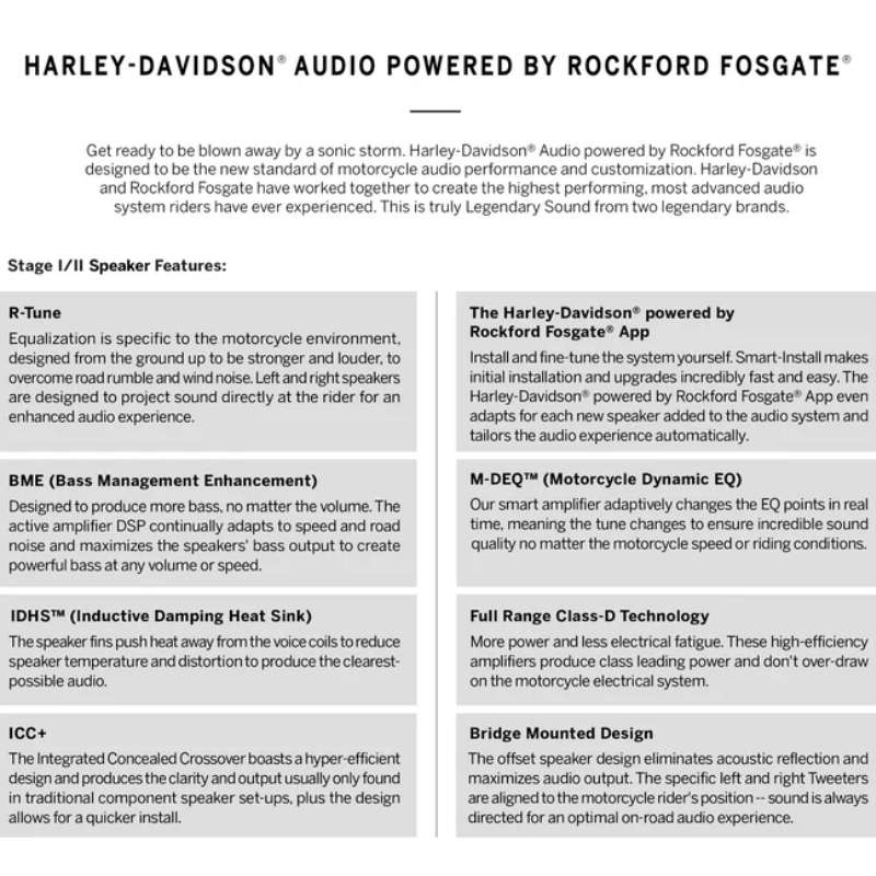 Audio powered by Rockford Fosgate - Stage I Twin-Cooled Fairing Lower Speakers