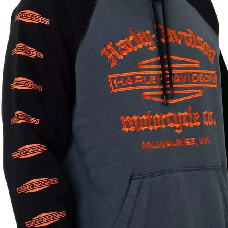 Men's Old English Stacked Bar & Shield Raglan Hoodie - M