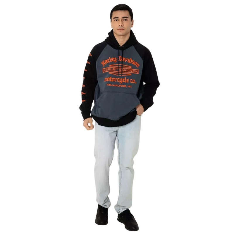Men's Old English Stacked Bar & Shield Raglan Hoodie - M
