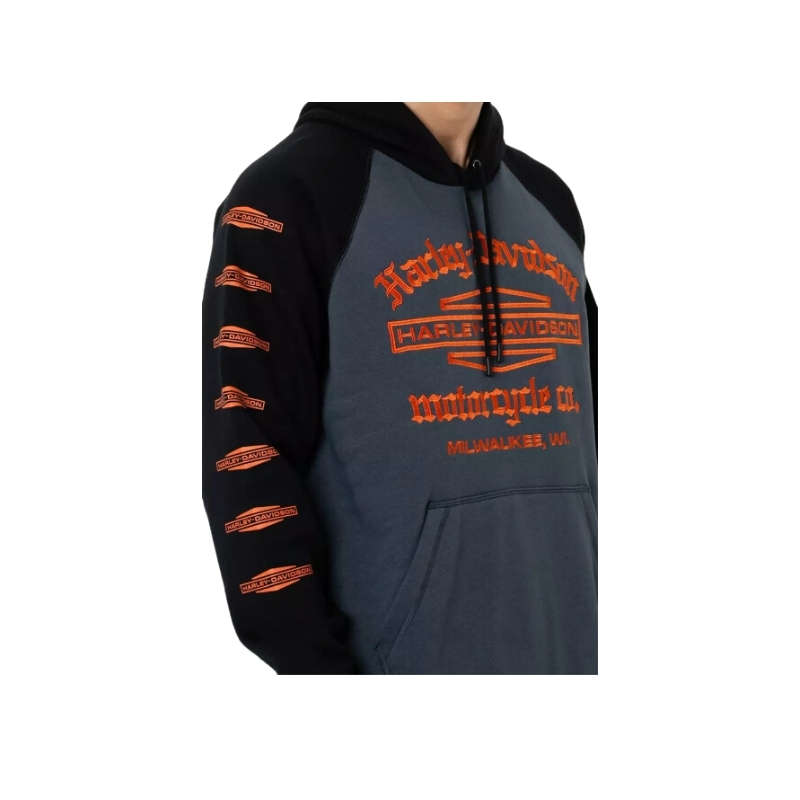 Men's Old English Stacked Bar & Shield Raglan Hoodie - M