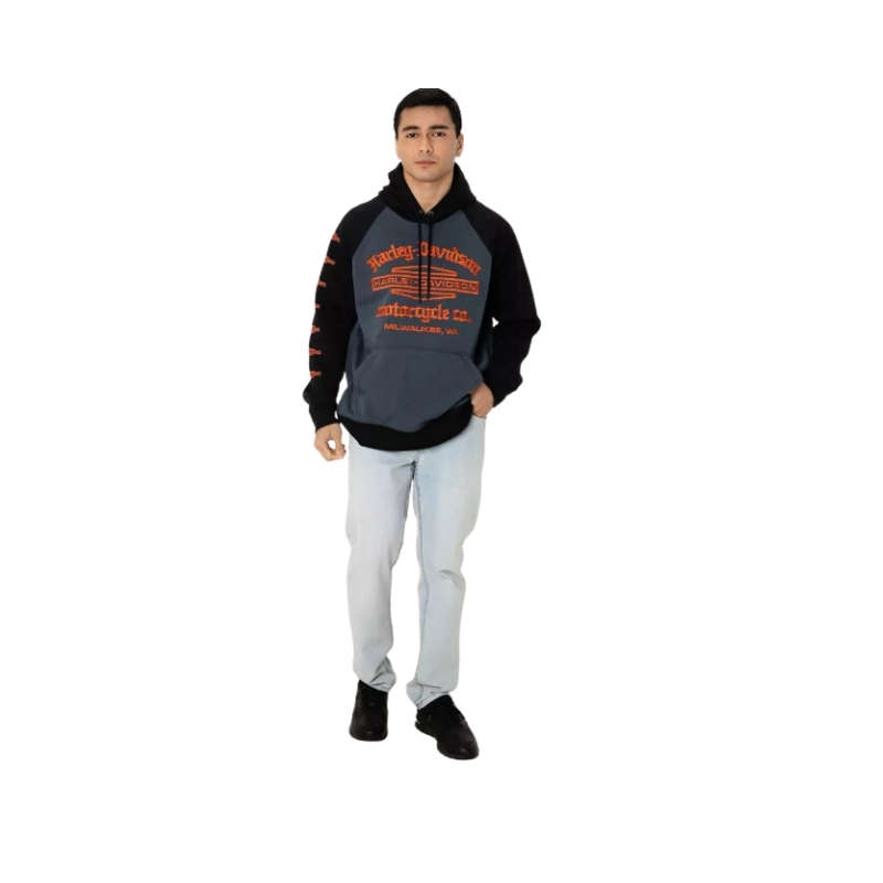 Men's Old English Stacked Bar & Shield Raglan Hoodie - M
