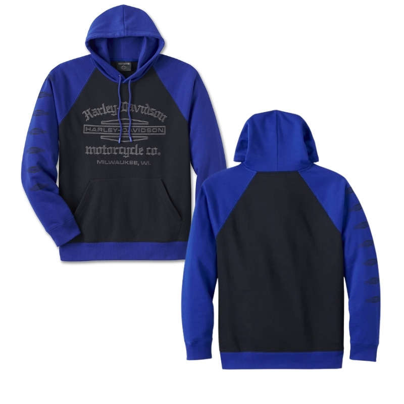 Men's Old English Stacked Bar & Shield Raglan Hoodie - 2XL
