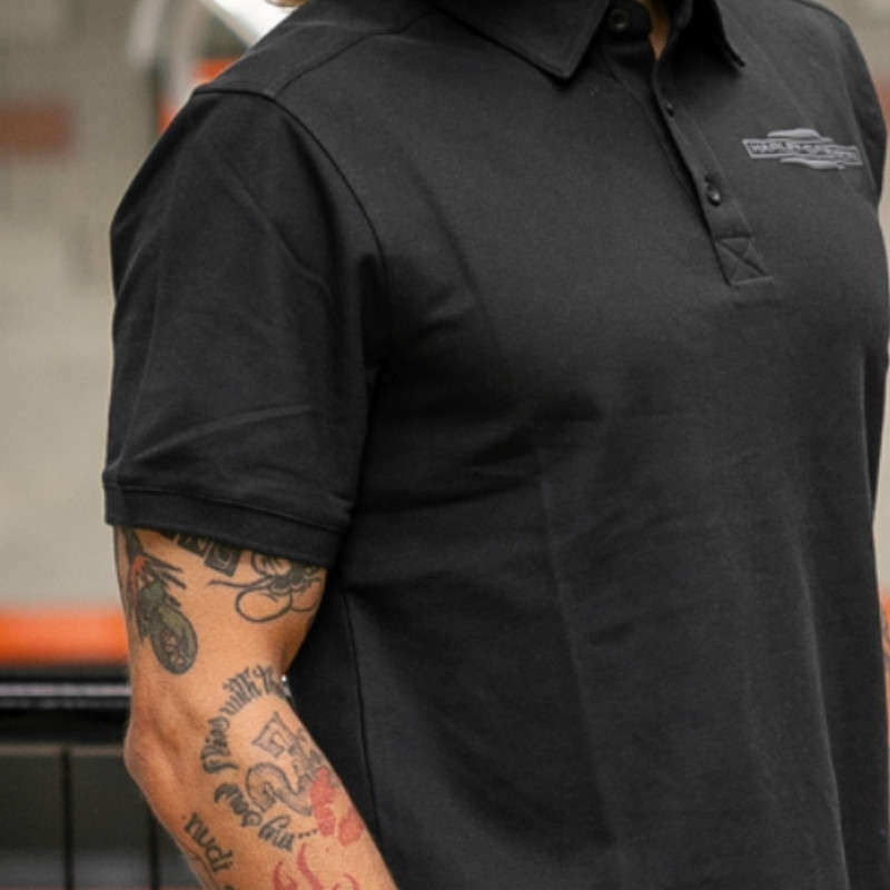 Stacked Bar & Shield Polo - L