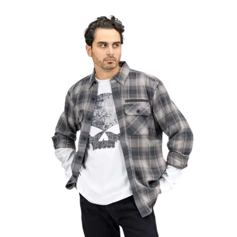 Men's Willie G Skull Plaid Flannel Shirt - 4XL