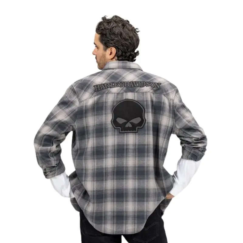 Men's Willie G Skull Plaid Flannel Shirt - 4XL