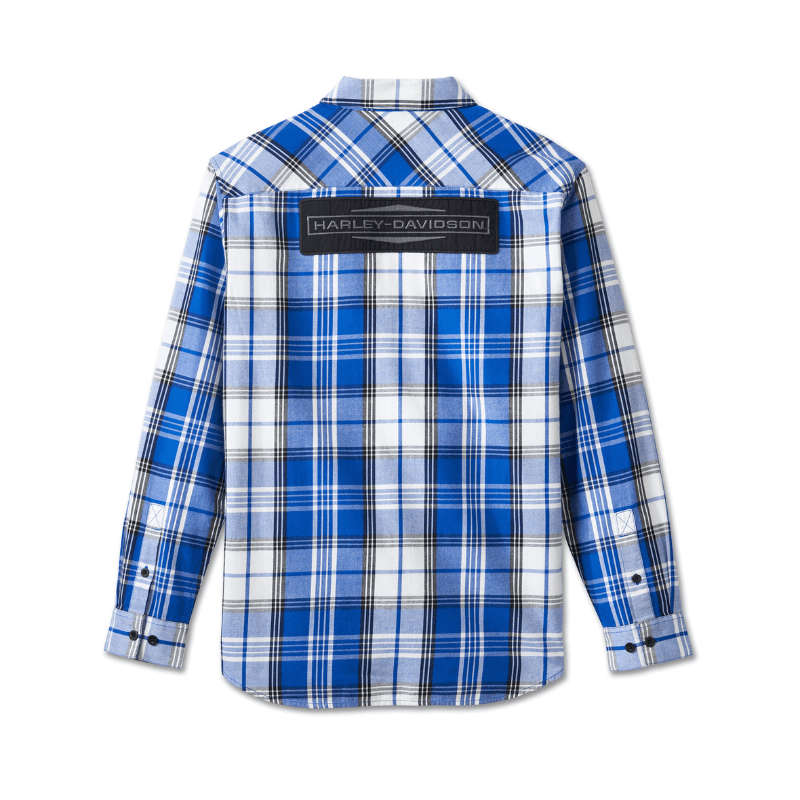 Men's Stacked Bar & Shield Long Sleeve Plaid Shirt - 2XL