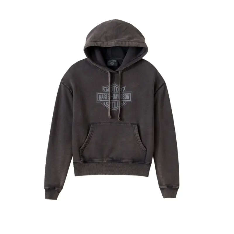 Women's Oversized Washed Bar & Shield Hoodie - XS
