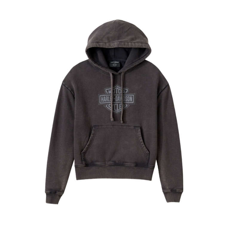 Women's Oversized Washed Bar & Shield Hoodie - M