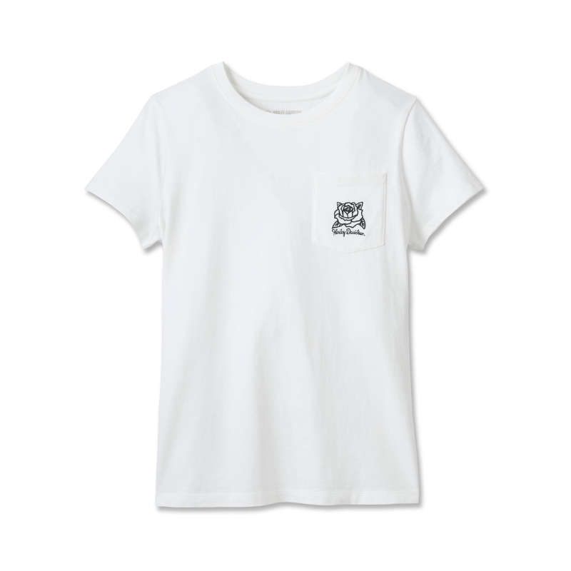Women's H-D Rosebud Pocket Tee - L
