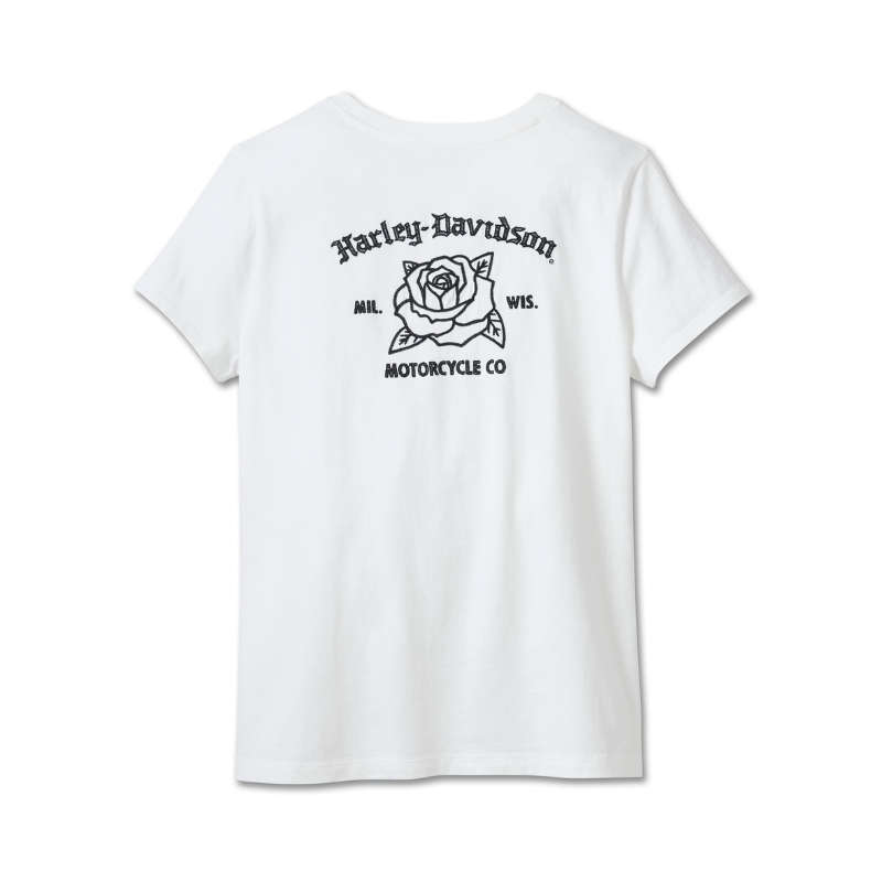 Women's H-D Rosebud Pocket Tee - L