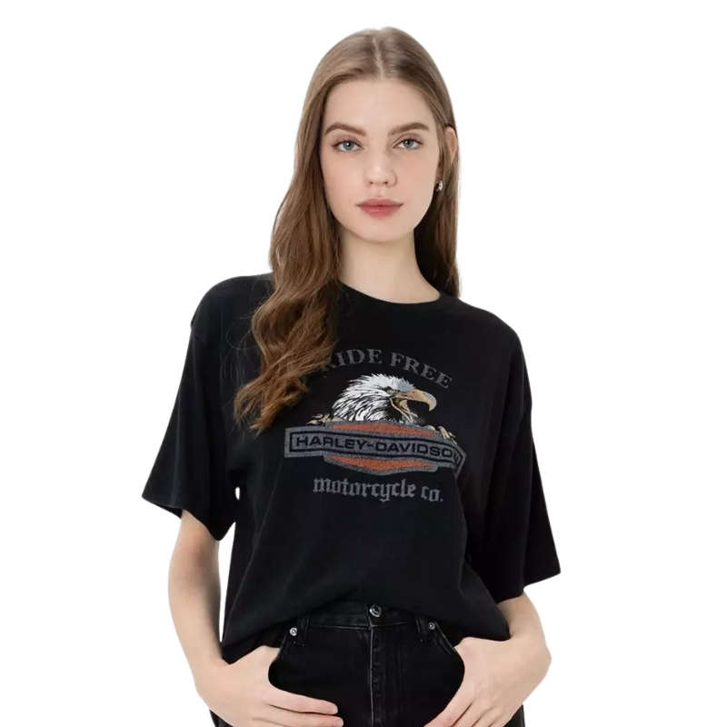 Womens Ride Free Eagle Oversized Tee - S