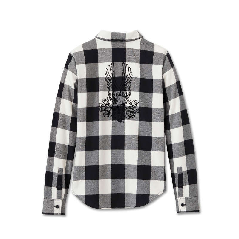 Women's Retro Long Sleeve Flannel Shirt - XL
