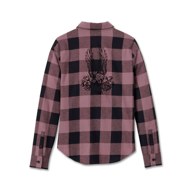 Women's Retro Long Sleeve Flannel Shirt - M