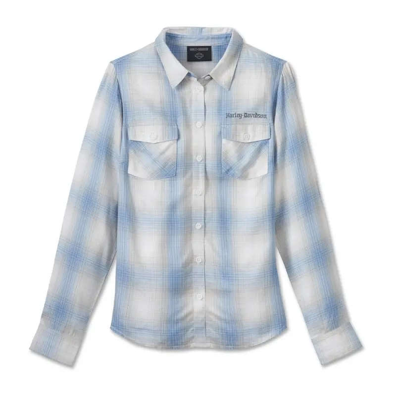 Women's Stacked Bar & Shield Long Sleeve Viscose Shirt - S