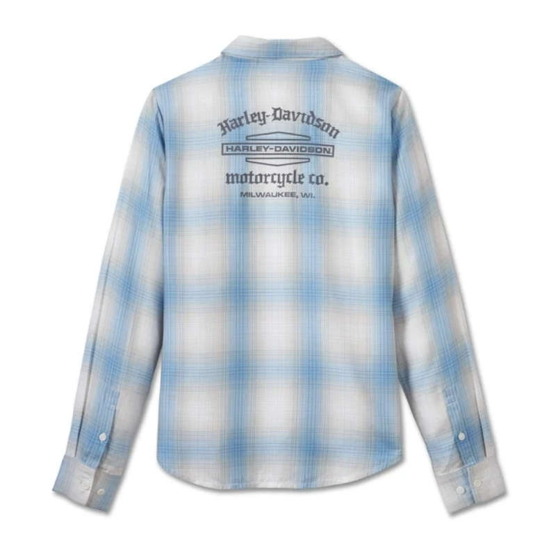Women's Stacked Bar & Shield Long Sleeve Viscose Shirt - S